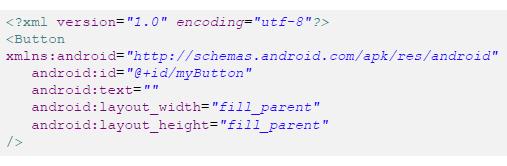 XML Layout Definition android:text Menginisialisasi text yang ditampilkan pada button face, dalam hal ini string kosong.