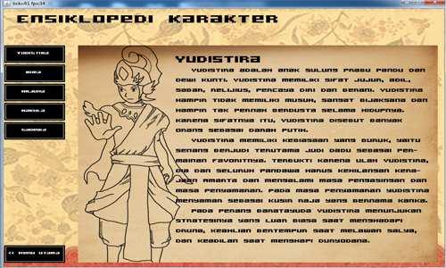 150 17. Tampilan ensiklopedia Halaman ensiklopedia memberikan penjelasan singkat mengenai tokoh Pandawa kepada pemain.