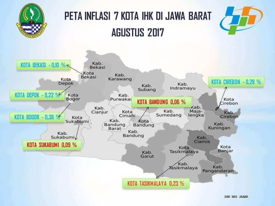 Perbandingan Inflasi 82 Kota IHK di Indonesia Bulan Agustus 2017 Dari 82 kota IHK pada Agustus 2017, sebanyak 35 kota mengalami inflasi dan 47 kota mengalami deflasi.
