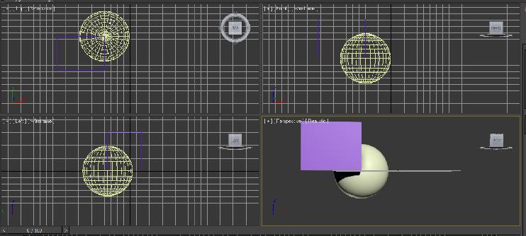 32 III.12. Tampilan Objek Matahari dan Bumi 1. Langkah awal yang harus dilakukan yaitu membuat objek sphere dengan cara klik panel Create Sphere 2.