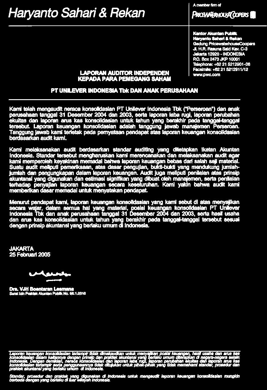Laporan Tahunan 2004 Pt Unilever Indonesia Tbk Pdf Free Download