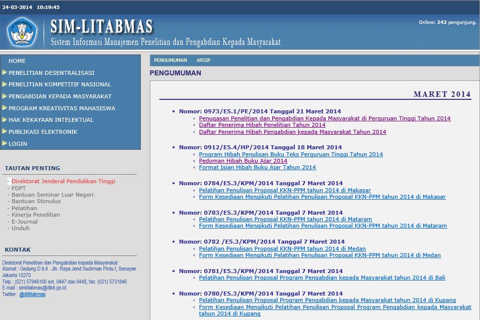 memasuki SIMLITABMAS dengan tahapan sebagai berikut. a. Buka browser dan ketik http://simlitabmas.dikti.
