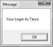 4 Layar peringatan password atau username salah Setelah user berhasil memasukkan input yang tepat, maka jika menekan tombol Submit, akan muncul pesan