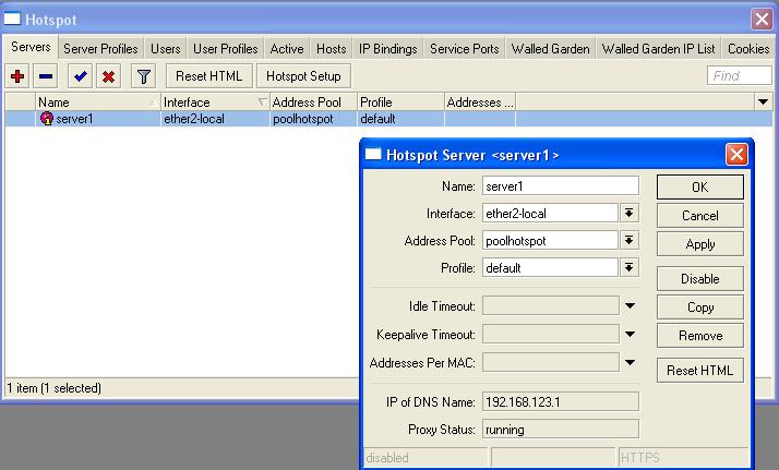 58 Gambar 4.15 Konfigurasi Menu Hotspot Server 4.