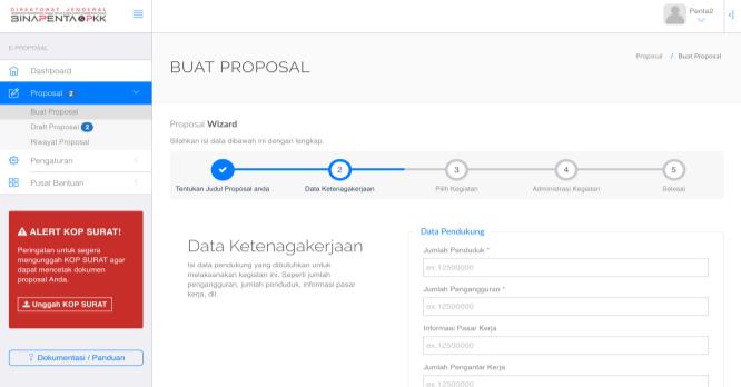 Tampilan Buat Proposal Langkah 2 Untuk kotak data lainnya, merupakan informasi pendukung untuk mempermudah provinsi ataupun pusat melakukan verifikasi data proposal yang diajukan. 3.
