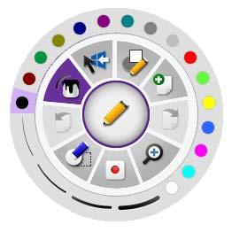 Bab 5. Susunan Layar dan Fungsi Utama 2 Memilih Warna dan Ketebalan Pen Bila Anda klik ikon ini, ada 16 jenis warna serta 4 ketebalan pen akan muncul di seksi C.