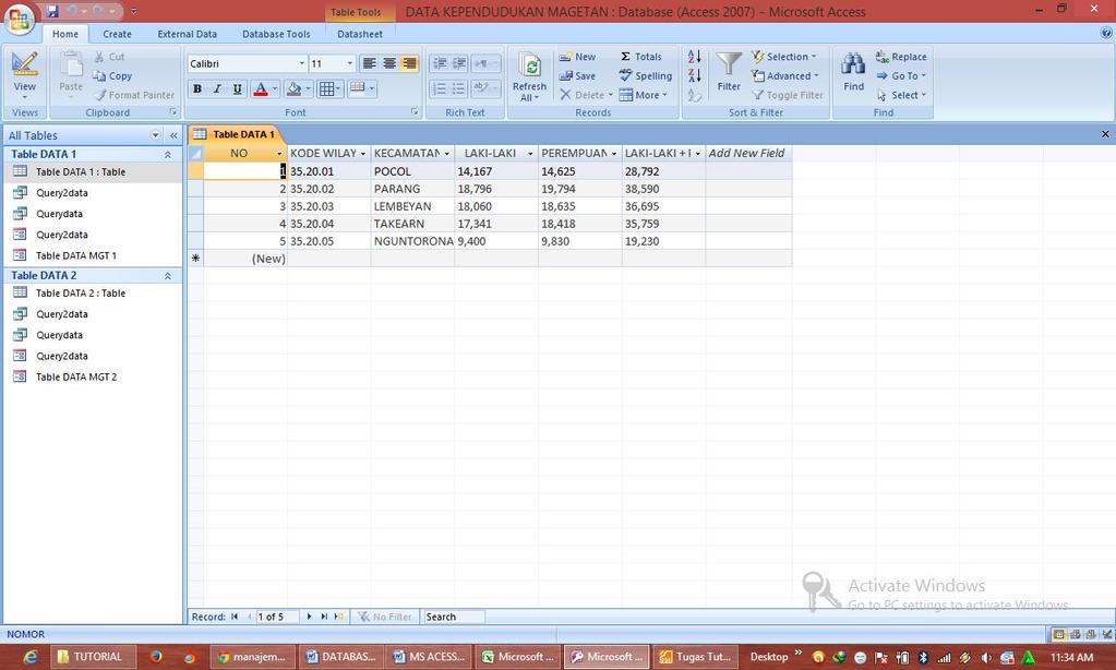 B. Membuat data di MS. Acess Setelah selesai membuat data di MS. Excel, maka tahpa selanjutny adalah membuat data dalam bentuk MS. Acess. Berikut ini adalah tahap-tahap dalam pembuatan data di MS.
