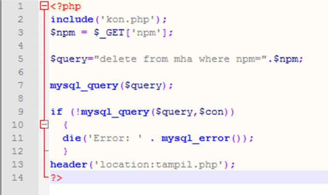 php, berikut listing code nya 4.
