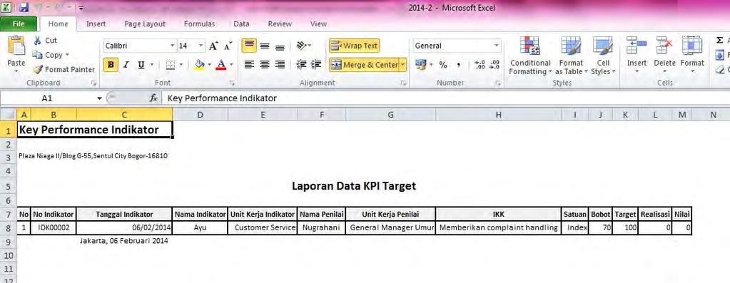 Report Target KPI report yaitu halaman menampilkan form report IKK dan Kuisioner per semester. Setelah membuka halaman report dapat di buka dan dapat di cetak.