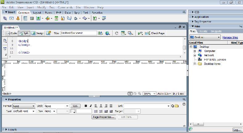 22 2.3.3.2 Ruang Kerja Adobe Dreamweaver CS3 Insert Bar Document Toolbar Coding Window Panel Group Property Insperctor Jendela Dokumen Ruler Site Panel Gambar 2.1.