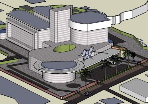 5 Konsep view dari tapak Bangunan rumah sakit ini dibuat berbeda(kontras) dari lingkungan sekitar untuk memberi kesan berbeda.