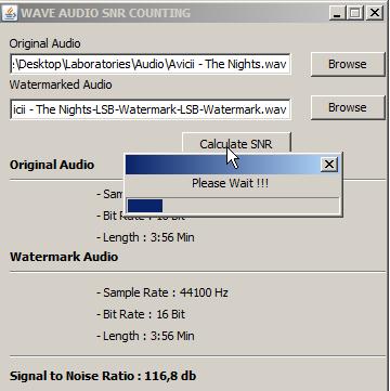 Pada bagian informasi original dan watermarked audio berisikan informasi dasar data audio. 28.
