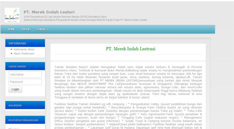 88 2. Halaman Profil Halaman Profil berisi informasi tentang PT. Merek Indah Lestari.