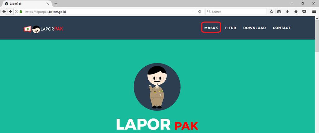4. Menu Website LaporPak Terdapat perbedaan pada menu website LaporPak yang diakses oleh pegawai dan pimpinan (Walikota, Wakil Walikota, dan Sekretaris Daerah).