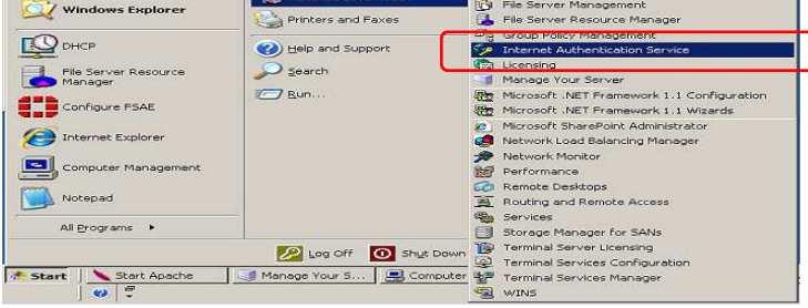 Protokol RADIUS Pada Windows Server 2008, pengaturan policy berada pada Internet Authentication Service (IAS).