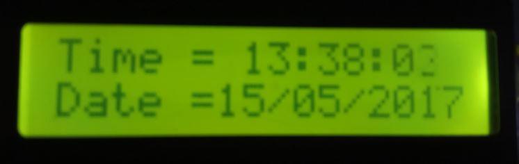 void print2digits(int number) if (number >= 0 && number < 10) lcd.print('0'); lcd.print(number); Dibawah ini merupakan Real Time yang tertera pada LCD di mikrokontroler : Gambar 4.