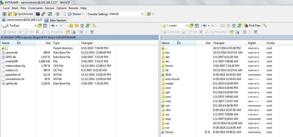 61 Gambar 3.9 Tampilan WinSCP 2. Notepad++ Aplikasi ini berfungsi untuk mengedit file program yang telah dikirim dari RTU ke lokal komputer.