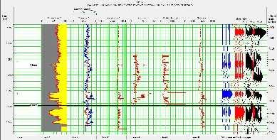 Gambar 12. Data well logging LMG02. Berdasarkan hasil spektral dekomposisi S-Transform dengan frekuensi 15 Hz (frekuensi rendah) pada sinyal seismik, Gambar 13.