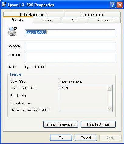 cara setting printer epson lx 300 di windows 7