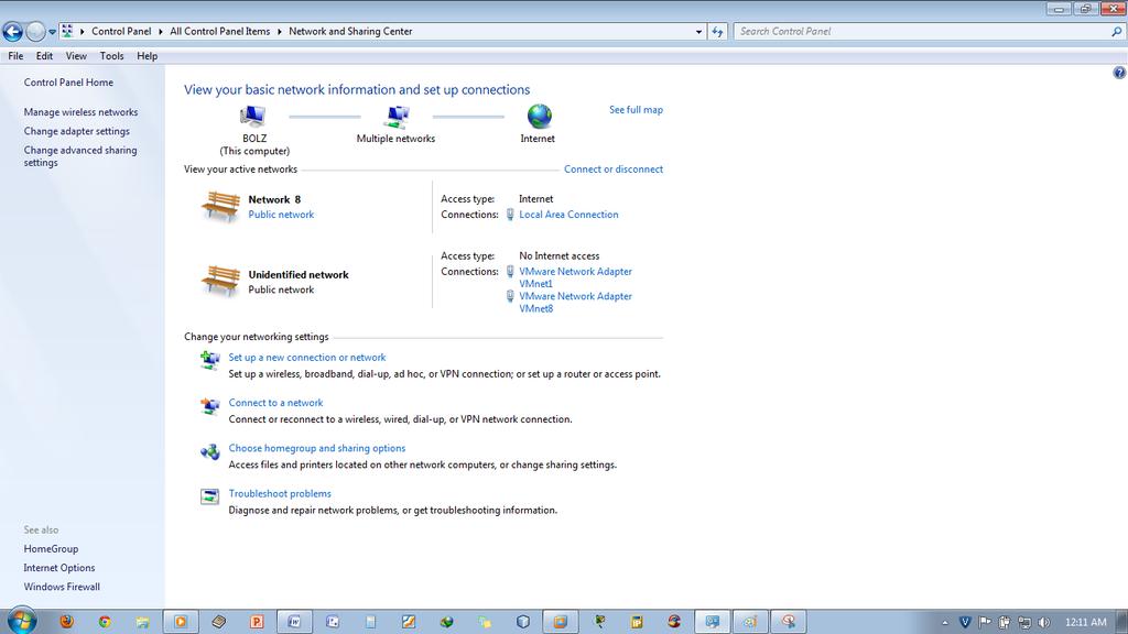 G. Konfigurasi IP di VMnet8 dan di Windows XP