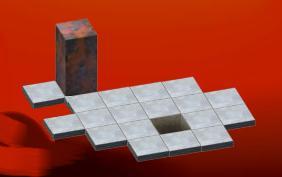 Dalam permainan ini ada sebuah balok yang berukuran 1x1x2 satuan luas, balok tersebut harus digelindingkan sedemikian rupa hingga bisa masuk ke dalam lubang berukuran 1x1 ukuran luas yang merupakan