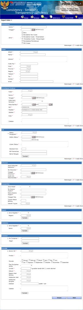 2 New F ungsi utama dari e-form ini terdapat pada pengisian data/input Data.