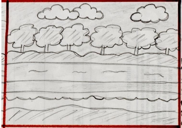 5 Tampilan Level 1 Level 2 digambarkan dengan suasana dipinggiran sungai yang jernih di siang hari dan langit yang cerah. Terdapat latar belakang beberapa pepohonan dan semaksemak.
