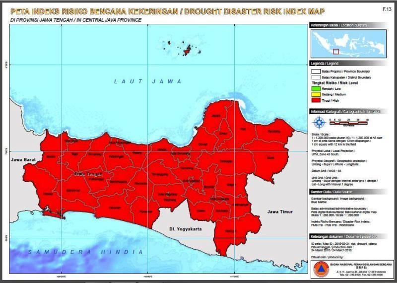 2 Cilacap dan Brebes. Seluruh kabupaten di Propinsi Jawa Tengah berpotensi terjadinya bencana kekeringan. Gambar 1.