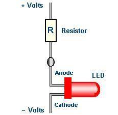 Dioda). Rangkaian dasar untuk menyalakan LED (Light Emitting Dioda) membutuhkan sumber tegangan LED dan resistor sebgai pembatas arus seperti pada rangkaian berikut.