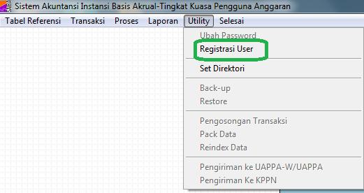 (15) Setelah dipilih menu Registrasi User akan muncul tampilan sebagai berikut, kemudian