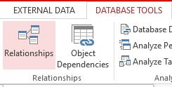 Berikut beberapa langkah yang harus dilakukan untuk membuat relasi tabel: 1. Pilih Relationship pada Database Tools. Gambar 4.21 Relationship 2.