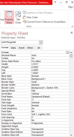 92 Gambar 4.32 Pilihan Menu pada Property Sheet F.