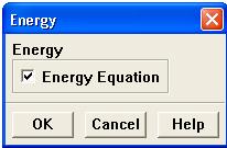 Pemilihan persamaan Model > Energy Berfungsi untuk mengaktifkan persamaan energy Model > Viscous Berfungsi untuk menentukan jenis