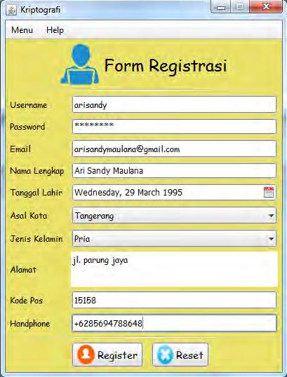 5.2.1.2. Antar Muka Halaman Registrasi Antar muka halaman registrasi adalah halaman aplikasi yang berfungsi untuk melakukan registrasi.