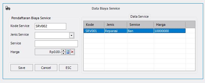 pembelian dan data transaksi penjualan. Gambar IV.4. Form Data Service : 5.