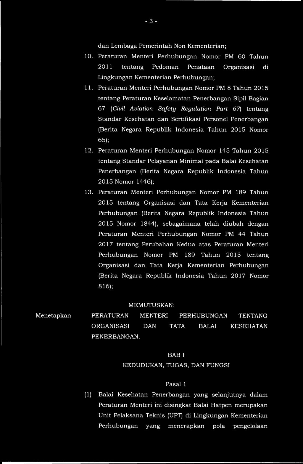 Personel Penerbangan (Berita Negara Republik Indonesia Tahun 2015 Nomor 65); 12.