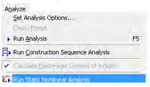 d. Tahapan selanjutnya untuk pushover analysis adalah dengan cara Analysis > Run Static Nonlinear