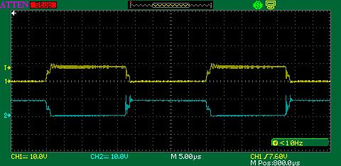 Sinyal di atas merupakan hasil output dari rangkaian PWM analog yang dibutuhkan dalam proses pensaklaran