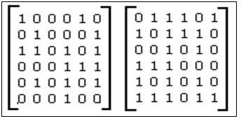 13 Jika gambar tersebut dienkripsi dengan metode yang paling sederhana dari kriptografi di atas dengan jumlah share = 2, maka salah satu kemungkinan dua buah gambar yang dihasilkan ialah seperti