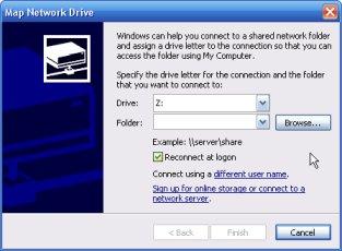 Perhatian, komputer server dan semua komputer client haruslah menggunakan nama drive yang sama.