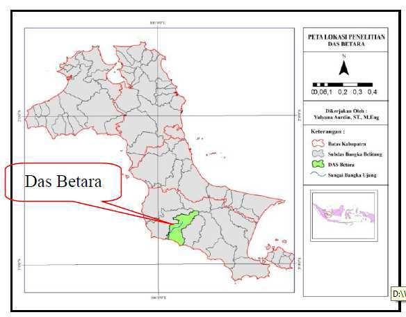 1.3. Wilayah Studi Gambar lokasi penelitian terletak di Das Betara, kecamatan Payung, Desa Bedengung, Kabupaten Bangka Selatan, provinsi Bangka Belitung seperti ditunjukkan pada Gambar 1 Gambar 1.