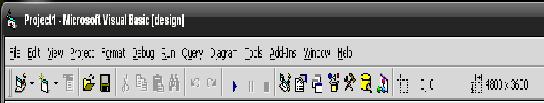 2.3.2. Komponen Utama Visual Basic 6.0 1. Main Windows ( Jendela Utama) Main Windows ( jendela utama terdiri dari titlebar (baris judul), menubar dan toolbar.