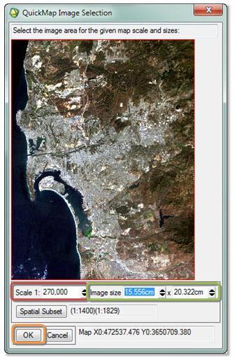 Gambar 8. QuickMap Image Selection Pada bagian ini, kita dapat menentukan area mana yang akan di layout, apakah akan keseluruhan dari data citra satelit akan di layout atau hanya area tertentu saja.