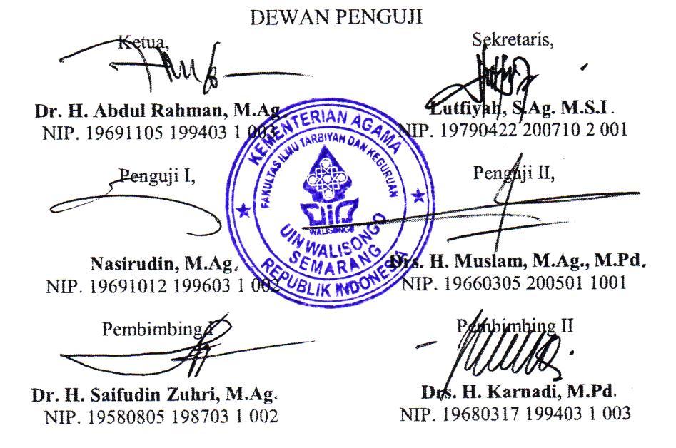 KEMENTERIAN AGAMA RI UNIVERSITAS ISLAM NEGERI WALISONGO FAKULTAS ILMU TARBIYAH DAN KEGURUAN Jln. Prof. Dr. Hamka (Kampus II) Ngaliyan Semarang Telp. 024-7601295 Fax.