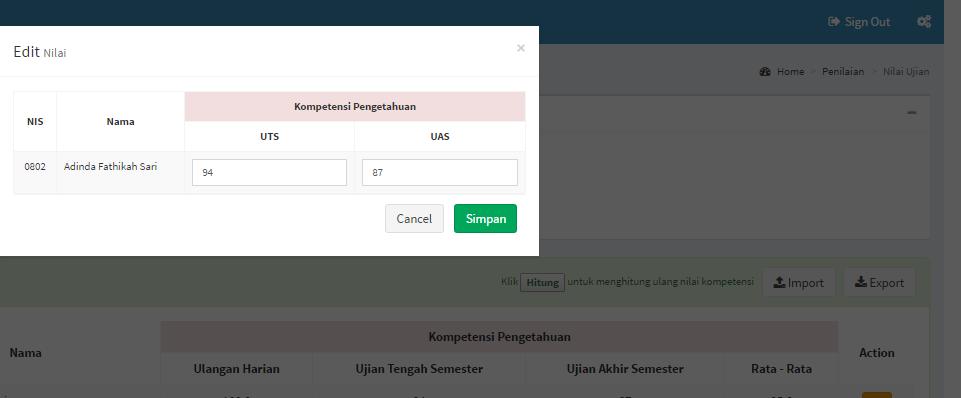 8 Form edit penilaian Gambar Error! No text of specified style in document.