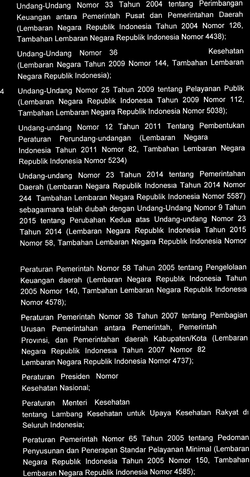 2. Undang-Undang Nomor 33 Tahun 2004 tentang Perimbangan Keuangan antara Pemerintah Pusat dan Pemerintahan Daerah (Lembaran Negara Republik Indonesia Tahun 2004 Nomor 126, Tambahan Lembaran Negara