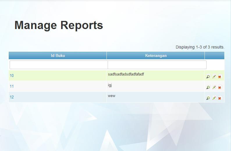 4.1.8 Halaman Report Halaman Report hanya bias di lihat oleh admin filtering, dan administrator.