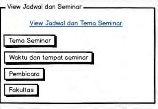 Gambar 3. 18 Rancangan layar halaman view Jadwal Seminar Halaman Tampilan View Jadwal Seminar adalah halaman yang berisikan jadwal seminar yang akan dilaksanakan. 3.9.11.