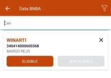 data eligible tidak dapat ditemukan di halaman data BNBA, periksa kembali filter status.