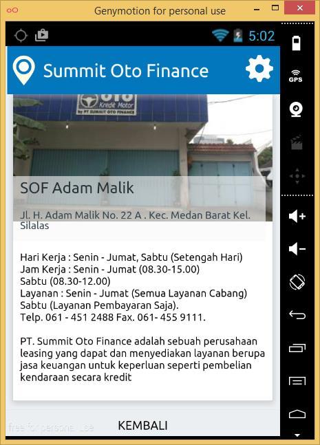52 6. Performance form Rincian Informasi Leasing Summit Oto Finance Performance form yang dirancang untuk melihat rincian informasi